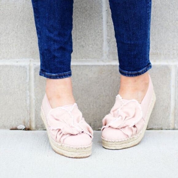 Sam Edelman Cabrera Knotted Canvas Platform Espadrilles Blush Pink 6 - Picture 3 of 13